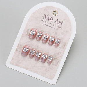 Faux ongles portables faits à la main haut de gamme strass légers fille chaude Xiaohongshu vente à chaud faux ongles 30 pièces avec taille - Product Image 4