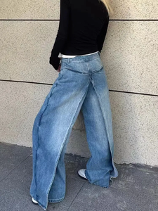 Alta calidad Y2K estilo New Rock Hip Hop Baggy pantalones vaqueros de pierna ancha <span class=keywords><strong>ropa</strong></span> de <span class=keywords><strong>mujer</strong></span> Vintage Straight Lady Denim Pantalones - Product Image 3