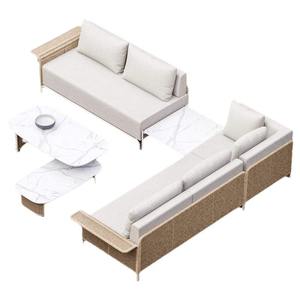 Conjunto de Sofás de Jardín en Forma de L, Ratán PE, Estructura Metálica, Muebles de Patio Impermeables - Product Image 1