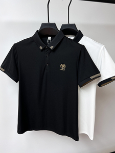 2025 verano Trendyy hombres <span class=keywords><strong>Paul</strong></span> para Polo camisa Premium algodón sarga bordado solapa patrón sólido manga corta Slim Top - Product Image 4