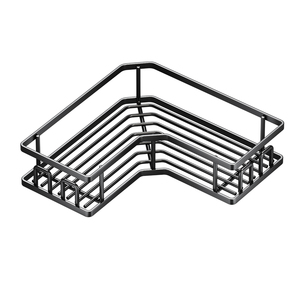 Estante Esquinero de Ducha de Metal Moderno, Ecológico y Duradero, de 2 Niveles, Color Negro, para Montar en la Pared - Product Image 1
