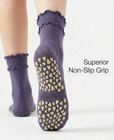 Chaussettes de Pilates à double volant pour femmes, logo personnalisé, respirantes, chaussettes de yoga et de fitness avec grip antidérapant