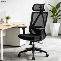 Chaise de bureau ergonomique en tissu, avec accoudoirs 3D en PU, réglage de la hauteur et pivotante, pour atelier et bureau (vente en gros)