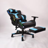 Silla de Juego RGB con Marco Metálico, Silla Ergonómica Reclinable de Cuero con Respaldo Alto y Luces LED para Configuración de Juegos de PC