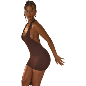Abito Mini Bodycon da Donna con Scollo all'Americana e Schiena Scoperta, Senza Maniche, Aderente, per Feste e Serate in Discoteca, per Donne Sexy e Attraenti - Product Image 4