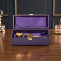 Rose naturelle plaquée or 24 carats, faite à la main, écologique, avec vase et boîte en velours – Idéale pour la Saint-Valentin et Halloween – Meilleures ventes