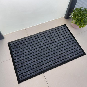 Tapete de Entrada a Rayas de Tejido Plano, Base de Polipropileno y PVC Antideslizante, Rectangular, Moderno, para Uso Doméstico, Delgado (0.2-0.4 pulgadas), Limpieza Localizada - Product Image 1
