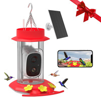 Mangeoire à colibris AI avec caméra intelligente solaire WiFi étanche de 5 millions de pixels, modèle PT010105RD pour oiseaux en vol