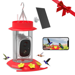 Mangeoire à colibris AI avec caméra intelligente solaire WiFi étanche de 5 millions de pixels, modèle PT010105RD pour oiseaux en vol - Product Image 1