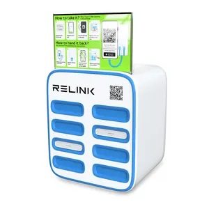 Estação de aluguel e carregamento de máquina de venda automática de carregador de celular com 8 slots para empresas de aluguel