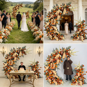 Modern Orange White Silk Faux Wedding Arch for Wedding Mother's Day Christmas Floral <b>Decor</b> - Product Image 2