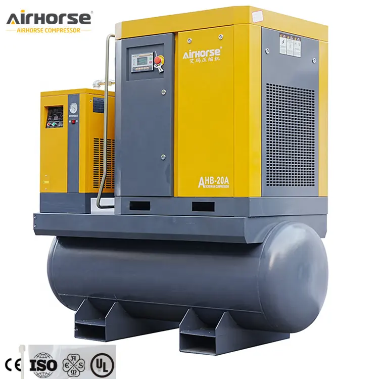 Airhorse kompresor udara, Rotary Industrial 7.5KW 11KW 15KW sekrup All-in-one 500 liter dengan pengering udara 8BAR 10BAR 12 Bar 16BAR