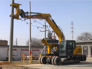 Machine de forage et de montage de poteaux à double usage sur roues et chenilles, Fourniture directe d'usine. - Product Image 5