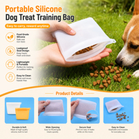 Sac de dressage pour chien en silicone étanche, couleur unie, en stock, pour promenades et friandises