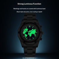 Montre de luxe pour homme Wandering Earth Hollow Quartz en acier inoxydable, 45 mm, aiguilles larges, ultra-fine 13 mm, verre minéral renforcé