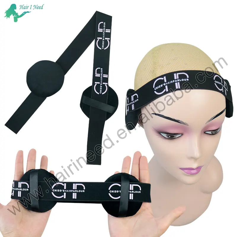 custom logo melt band with ear cover puffs edge band for wig wear hair package