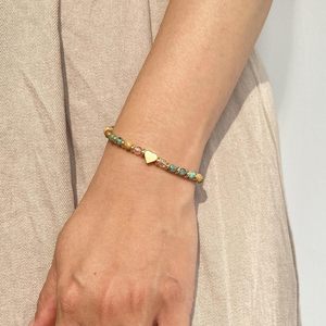 Hình trái tim Mặt dây chuyền Rose Quartz vàng hạt Spacer Vòng đeo tay hình ảnh đá trái tim Vòng đeo tay mua cửa hàng - Product Image 3