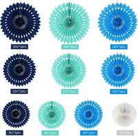 Éventails en papier nid d'abeille suspendus, thème océan marin, pour baby shower, 1er anniversaire, mariage, arrière-plans de photomaton, 11 packs