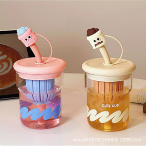 Pulse Glass Water Cup With Straw 500Ml For Tea Coffee Travel Use - Product Image 3