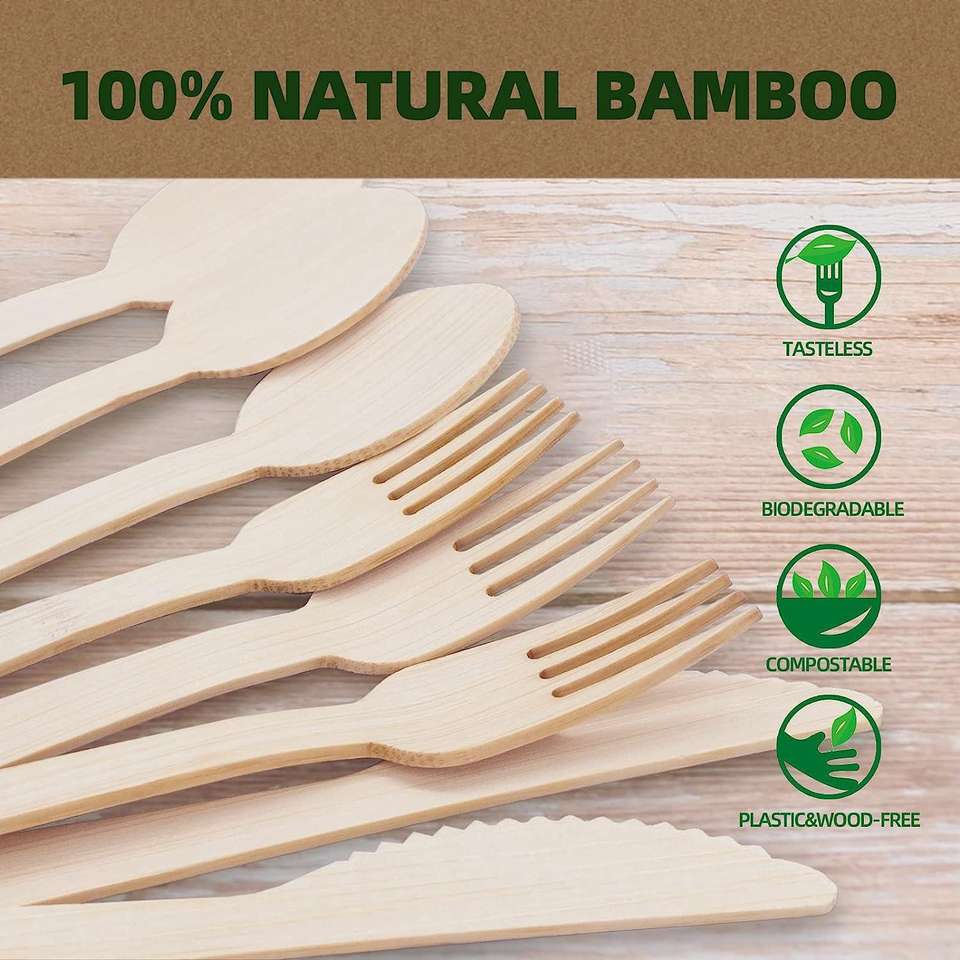 Disposable Bamboo Eco-Friendly Biodegradable Cutlery Set with Fork ...
