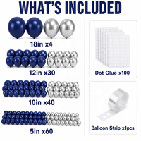 Décorations pour fête d'anniversaire, baby shower, événement de remise de diplôme, ballons en latex bleu marine et argent chromé, kit d'arche de guirlande