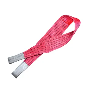 2-Ply 15 cm S.F. 7:1 Schwerlast Rot benutzerdefinierte Farbe OEM unterstützte Kapazität 5 Tonnen Polyester Flattenband Schlinge Liftband