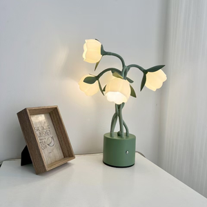 New Eye Caring LED <b>Bedside</b> <b>Lamp</b> with Iron Body Modern Design Touch Control Dimmable Bulbs Vintage Flower Shade Home Desk <b>Lamp</b> - Product Image 2
