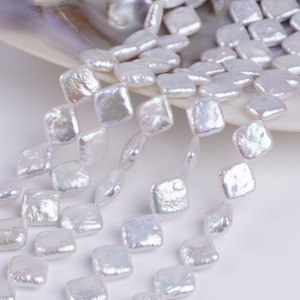 Perlas Blancas Naturales de Agua Dulce al por Mayor de 10-12 mm, Forma Cuadrada de Diamante, Semiterminadas, para Collares Hechos a Mano, Accesorios de Bricolaje - Product Image 4