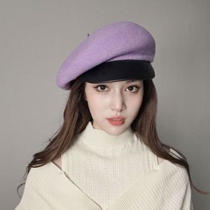 Béret en Laine Grande Taille pour Femme Automne-Hiver 2024 de Haute Qualité avec Visière en Cuir PU pour Fête, Ski, Pêche - Product Image 2