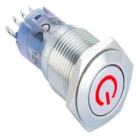Elewwind sakelar logam LED biru mobil, tombol tekan ON/OFF(16mm,PM162F-22ZDT/B/12 V/S dengan simbol daya, CE,ROHS) 16mm 12V