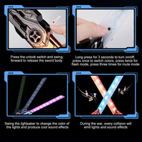 Sabre laser télescopique en plastique à double lame, jouet sabre laser clignotant aux couleurs vives, jouet de cosplay, jouet de combat pour enfants