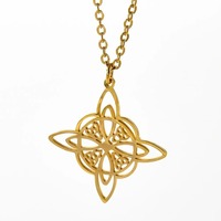 Collier classique en acier inoxydable avec pendentif nœud de sorcière, amulette celtique porte-bonheur irlandaise, bijoux vintage pour hommes et femmes
