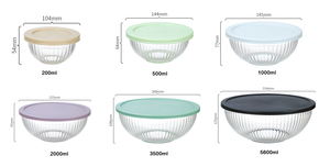 Lot de 3 à 6 bols mélangeurs en verre peu encombrants <span class=keywords><strong>avec</strong></span> couvercles pour la préparation des aliments et la cuisson. - Product Image 6