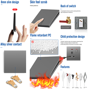 Langyeao hiện đại sang trọng 1/2/3/4 gang siêu mỏng PC tường Ổ cắm chuyển đổi thiết kế mới loại C + USB bán buôn chuyển đổi ánh sáng - Product Image 6