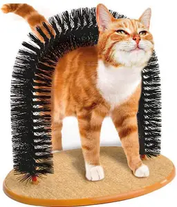 pet hair rub toy Multi-functional Cat Toy Arch Self Grooming and Massaging Brush with Cat Scratching Pads