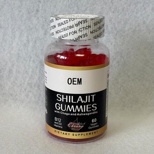 Gomitas de Shilajit OEM con Chaga y Ashwagandha, 60 Unidades Veganas, Sabor a Cereza Negra, Suplemento Dietético - Product Image 1