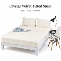 Housse de matelas en velours cristal personnalisée avec logo OEM, épaisse et chaude, drap de lit en peluche, vente en gros transfrontalière