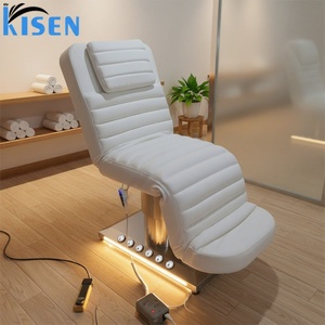 KISEN Beauty Salon Furniture 3 Motors <b>Electric</b> Facial Spa Massage <b>Table</b> Luxury Foot Control Adjustable Cosmetic Bed with LED - Product Image 1