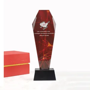 Cheap Color Print Crystal Trophy Glass Award Trophies Business Souvenirs Gift Custom