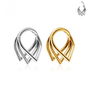 Anneau clicker triple en titane 16G pour piercing de nez, septum, cartilage d'oreille, tragus, hélix – Bijoux pour femme - Product Image 4