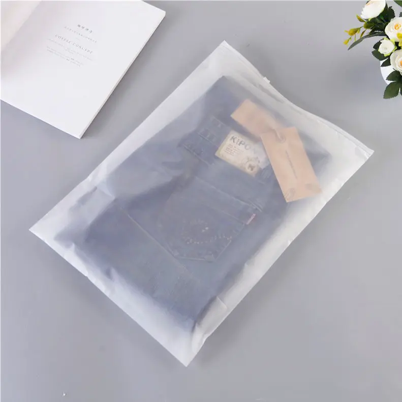 Hot Selling Eco Friendly Frost Plastic Bag Resealable Packaging Bag Frosted Ziplock For Clothing Tshirt