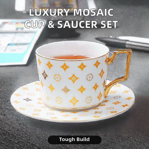 Set di Tazza e Piattino in Porcellana Mosaico di Lusso Nordico 250mL con Design Moderno per Tè del Pomeriggio e <span class=keywords><strong>Caffè</strong></span> Turco Regali Aziendali - Product Image 6