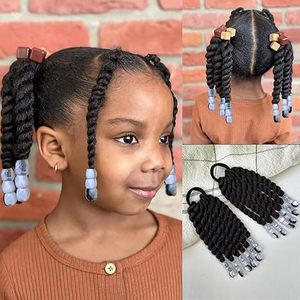 Queue de cheval pour enfants avec perles, 6 pouces, tresses torsadées à deux brins, queues de cheval tressées pour enfants avec perles, coiffures tressées protectrices - Product Image 2