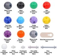 Química 240Pcs-Set Equipo educativo Química inorgánica y orgánica Ciencia Codificado por color Kit molecular atómico