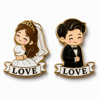 Broche personnalisée en émail pour couple, badge métallique mariée et marié, célébration du mariage, cadeau, vente en gros OEM