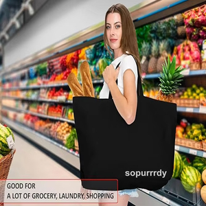 Custom Logo Beach Shoulder HandBags <b>Women</b> Ladies Cotton Canvas Shopping Grocery Tote <b>Bag</b> With Pocket Custom Printed Logo - Product Image 5