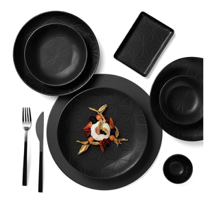 Service de table Fulya, 12 pièces, en céramique, design minimaliste rond, passe au lave-vaisselle, idéal pour les fêtes - Product Image 1