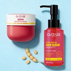 Crème d'infusion à la kératine biologique effet salon, kit de lissage capillaire à domicile, huile d'argan, combat la perte de cheveux, augmente le volume, longue durée - Product Image 1