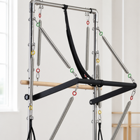 Ticari Meşe Ahşap Yarı Yükseltilmiş Yarım Trapez Pilates Kulesi, Beyaz Kaplamalı Kayar Yataklı, Pilates Stüdyosu Antrenmanı İçin