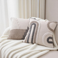 Housse de coussin carrée en coton et lin de style bohème avec franges décoratives pour coussin de canapé géométrique